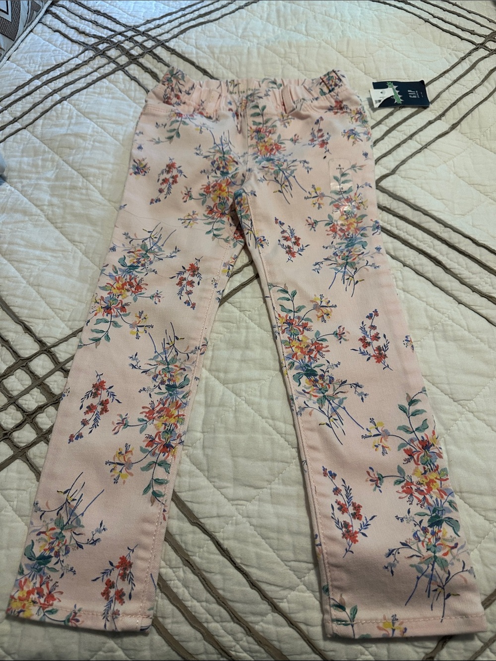 GAP Girls Light Pink Floral Stretch Skinny Jeans